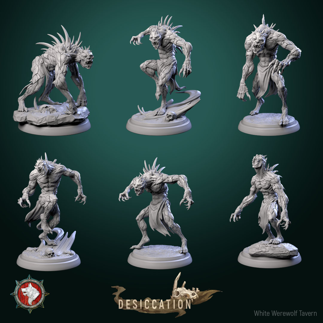 Dustblights 32mm set 6 miniatures pre-supported + dnd 5e stats block